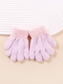 1 Paar Kleinkind Mädchen einfarbige minimalistische dicke warme Fleece Fäustlinge, 1-3 Jahre, Herbst/Winter