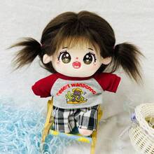 1件毛绒时尚娃娃服装，可搭配不同服饰，可选配骨架（骨架可活动娃娃的手臂和腿部），送给朋友的完美礼物，长长的深棕色头发。可爱的连衣裙。 - 彩色 - 查看 5