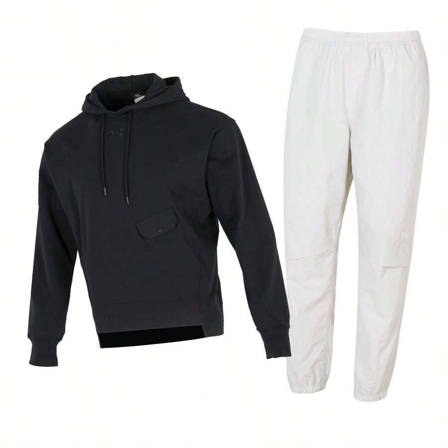 Under Armour Men's Sports Casual Set: Hooded Sweatshirt + Pants Two-Piece Set. Loose And Comfortable Sports Casual Hooded Knit Sweatshirt, Soft And Lightweight Outdoor Everyday Sports Casual Knit Pants.