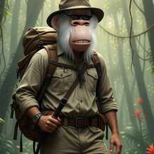 Monkey Mask Latex Full Head Animal Funny White Chimp Mask For Halloween Costume Party - 白帽白髮猩猩 - 查看 2