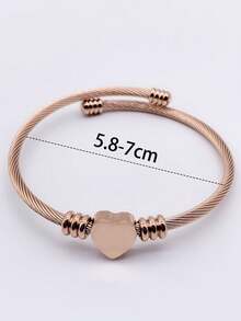 1pc Titanium Steel Non-Fading Heart-Shaped Open Bangle, Unique Personalized Couples Jewelry Bracelet(Notice: Due To Different Production Batches, There May Be Some Color Differences)
