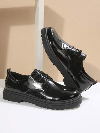 Spring & Autumn Thick Sole Slip-On Loafers, Comfortable Chunky Heel Casual Shoes For Teenagers, College Style, Versatile, Suitable For Students