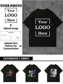 Customized Women Short Sleeve T-Shirt, Personalized Graphic Design, Upload Your Photo/Logo/Poster/Family Photo/Company Team Photo, Spring/Summer Ladies Tee, Valentine's Day Gift, Anniversary Gift, Music Festival, Wedding/Party Attire, Cultural Shirt, Holiday Present, Team Uniform Customization, Summer Tops, Charity Group Customized,Ornamental,Dawg,Unique,Custom,Ideal Gifts For Her,Family,Friends,Pink Girls,For Holiday,For Vacation,For Anniversaries,Chic Autumn,Street Casual Chic,Gym - 黑色 - 查看 3
