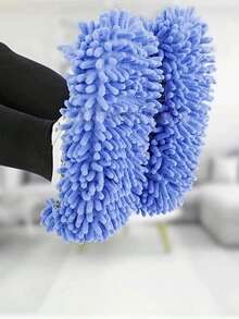 2pcs Piansenlife Chenille Mop Slippers, For Floor Cleaning, Washable Shoe Covers, Soft Microfiber Dust Mop Slippers, Reusable, Unisex, Cleans Foot Dust And Hair, Suitable For Home, Office, Bathroom, Kitchen And More - Multicolor - View 3