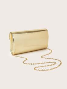 REMANLAND Luxury Elegant Solid Color New Women's Clutch Bag, Charming Fashion Flap Party Evening Bag, Perfect Wallet Design, Built-In Hidden Card Slot Compartment, Detachable Metal Chain Strap, Suitable For Party, Evening, Gathering, Wedding And Other Occasions. - Gold - View 5