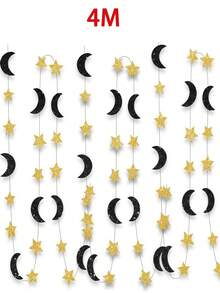 3米/4米悬挂式闪光星星月亮彩带，纸质彩带装饰，适用于生日、节日派对、月亮星星背景装饰（颜色可能因批次差异而略有不同） - 彩色 - 查看 13