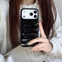 [Best Seller] Cute Korean New Design Candy-Colored Down Jacket, Apple Phone 17 PU Leather Fashion Phone Case Compatible With Phone 17 Pro Max/17 Pro/17/16 Pro Max/16/15 Pro/14/14 Pro/13 Pro Max, Winter Luxury Design For Women, Drop Protection, Shockproof, Scratch-Resistant, Perfect As A Gift For Her, Fashionable Design Popular With Women - White - View 8