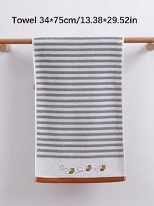 QIBHI 半条棉质条纹刺绣浴巾或手巾，田园风情侣毛巾，柔软吸水，适用于浴室、酒店、健身房、旅行、送礼、沙龙、运动、户外、海滩、学校、返校季、旅行配件、家居用品、毛巾、护肤 - 彩色 - 查看 9