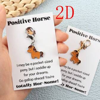 2D Mini Horse Keychain Animal Positive Emotional Positive Support Gift For Sons, Daughters, Men, Women, Siblings, Friends, Coworkers, Perfect Funny Horse Gifts For Birthday, Valentine's Day, Father's Day, Mother's Day, Graduation, Teacher's Week And All Occasions