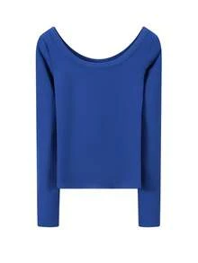 2-Sided Fleece Casual Pullover Top For Women, Young Elegant Scoop Neck Design, Versatile, Winter 2025 - 183 Bright Blue - View 8