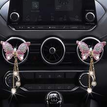 2个闪亮蝴蝶汽车出风口夹，钻石汽车内饰装饰配件，可爱女士汽车装饰 - 蝴蝶 - 查看 5