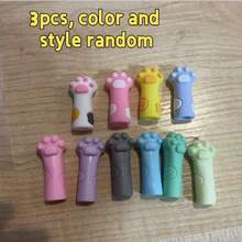 6个装毛衣针套，彩色毛衣针脚保护套，猫爪毛衣针套，缝纫工艺编织配件，也可作可爱猫爪硅胶铅笔帽、卡通笔尖保护套、柔软笔尖套、防污办公用品、便携式口袋笔夹，颜色随机