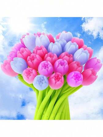 Bolígrafo de silicona con tulipán que cambia de color, lindo artículo de papelería para exámenes, escritura, firma, con tinta negra de 0.5mm. Bolígrafo de tinta negra con tulipán que cambia con la luz solar, bolígrafo de bola de goma de silicona, lindo bolígrafo para firmar en la oficina, útiles escolares, regalo para fiestas