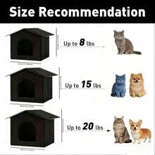 1个保温户外猫屋，防风雨，易于组装，经久耐用，配有可拆卸软垫，冬季保暖。