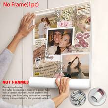 1张可定制海报，适用于情人节、周年纪念日，帆布模板，可编辑情侣照片拼贴画，浪漫个性化礼物，个性化墙面装饰，房间装饰，可选相框，适合家庭使用 - 彩色 - 查看 4