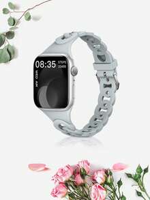 Women's Fashion Breathable Waterproof Silicone Watch Band Strap Suitable For 38mm 40mm 41mm 42mm 44mm 45mm 49mm, Perforated Chain Waist Design Applicable For Series SE 9/8/7/6/5/4/3/2/1 Smartwatch Accessories - Red - View 8