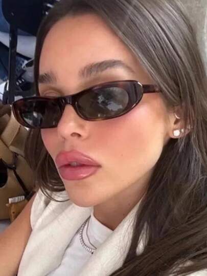 1pc Women's Plastic Oval Small Frame Personalized Leopard Print Retro Elegant Classic Minimalist Casual Daily Versatile European And American Sexy Style Decorative Fashion Glasses, Suitable For Street Photography