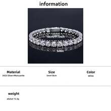 Ondia One 新款 2mm-5mm 100% 莫桑石网球手链 D 色 925 纯银镀白金钻石测试通过珠宝带有 GRA 证书适合女性的礼物。