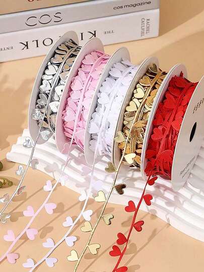 Colorful Double-Sided Heart-Shaped Ribbon, DIY Bow Hair Accessories, Flower Gift Packaging Materials, Korean Style Floral Binding Rope, Cake Birthday Box Decor Ribbon, Thanksgiving, Valentine's Day And Mother's Day Decorative Woven Bow