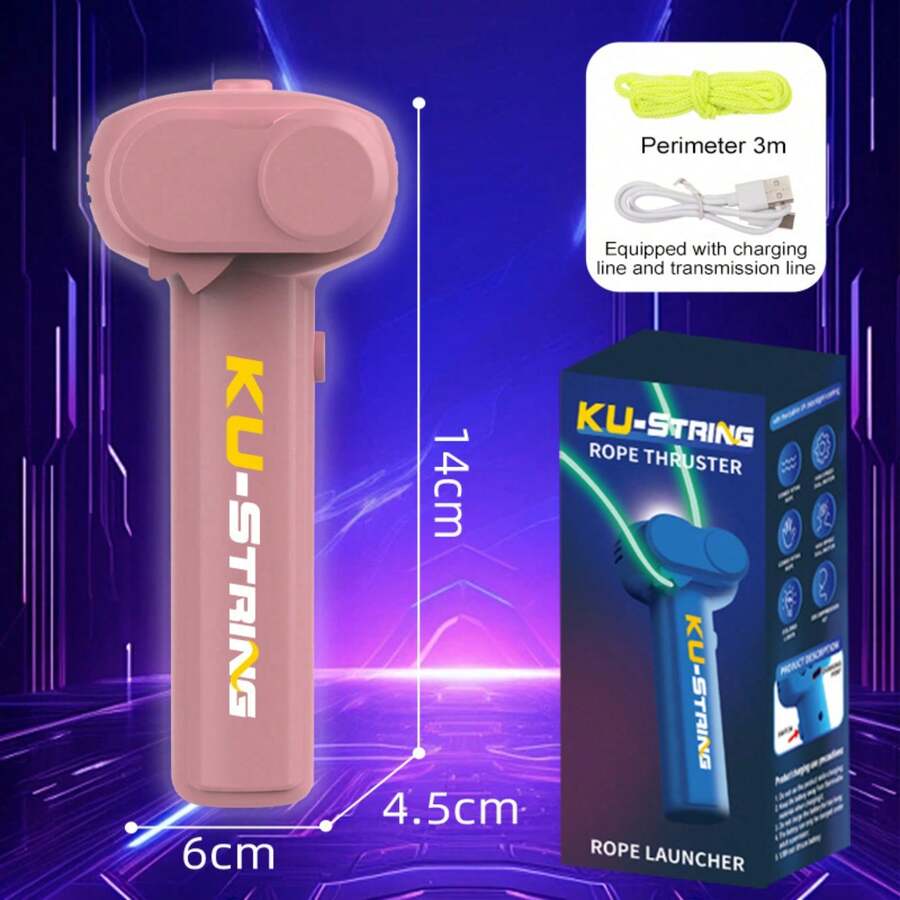 Electric Glow KU-STRING Rope Launcher - 3M Loop Cat Toy Stress Relief Thanksgiving Gift - Lotus Pink Color - View 1
