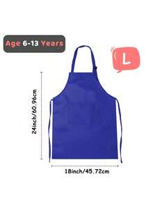 1pc Child Apron With 2 Pockets ,Solid-Colored,Simple And Stylish Apron,Adjustable Chef Art Apron For Boys And Girls ,Kids Painting Aprons, For Cooking Baking Painting Crafting Grilling Activity,DIY,Party - Multicolor - View 26