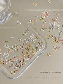 20pcs Punk Style Alloy Nail Art Decorations, Mixed Gold & Silver Hollow Asymmetrical Metal Studs, Minimalist Japanese Nail Accessories Nails - Multicolor - View 2