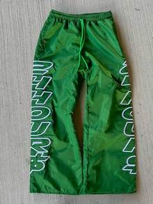 Pantalones rectos casuales deportivos con estampado para hombres - Verde - Ver 1