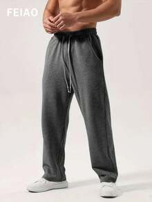Quần dài nam FEIAO họa tiết đồng xu cổ điển, dây rút, thoải mái, phù hợp cho mọi mùa, phiên bản mùa thu. - Màu xám đen - Xem 4
