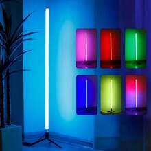 A Smart LED Floor Light, RGB Music Atmosphere Light, With APP Control, Wireless, USB Power Supply, Multi-Color Corner Standing Light, Suitable For Ballrooms, Game Rooms, Family Parties, Festivals, Living Room Decoration - Non-Waterproof, Non-Battery, With USB Port - RGB - 查看 6