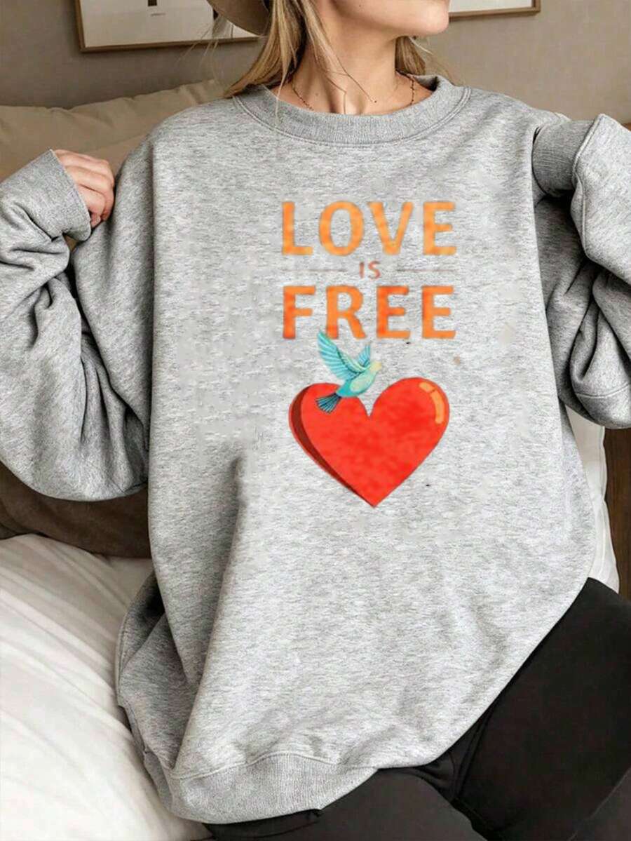 Loveisfree Print Hoodie - Long Sleeve, Knit Fabric, Relaxed Fit, Full Size, Fashionable Graphic Print, Perfect For Casual Outings And Daily Wear, Black White Red Grey Navy,Fall Hoodies,Men's Fall Clothes,Street Wear,Halloween,Mens Hoodies,Y2k Clothes,Jesus Hoodie,Thanksgiving Day,Nightmare Before Christmas,Christmas - 灰色 - 查看 1