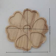 1pc Romantic Valentine's Day | Wooden Heart Shaped Divided Snack Plate, Household Fruit Tray, Couple Date Serving Dish - Multicolor - View 9