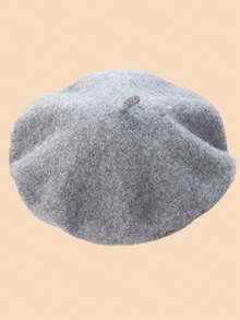 1 pièce Béret de couleur unie, casquette polyvalente pour femmes, style de peintre rétro, convient pour l'hiver, l'été, la plage - Multicolore - Voir 6