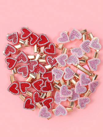 10/20 st röda och rosa mini-hårspännen med kristallhjärta, moderiktiga, söta, enkla och mångsidiga håraccessoarer, perfekta för alla hjärtans dag, fest, bröllop, dejt, present