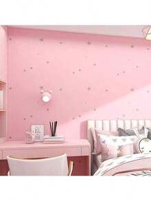Children's Bedroom Starry Sky Wallpaper, Pink Starry Texture, Self-Adhesive Waterproof Moisture-Proof Wall Sticker, Touchable, Suitable For Room Decoration, Desks, Cabinet Doors And Other Furniture Renovation, Easy Installation, Direct Pasting. Size: 17.7 Inches X 39.3 Inches / 118.1 Inches / 196.8 Inches