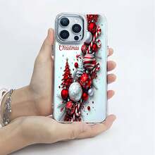 Estuche para teléfono con diseño de adorno navideño y bastón de caramelo Compatible con fundas para teléfonos   17  16 Pro Max  15 Pro Max  13 y  12 Hecho de material TPU a prueba de caídas, resistente al desgaste y cómodo de sostener Un gran regalo para familiares, amigos, seres queridos, novios / novias y para Navidad - transparente - Ver 2