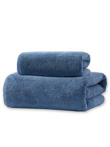 柔软吸水不掉毛珊瑚绒毛巾套装（轻薄），方便居家、情侣使用，可擦头发、洗脸、沐浴。可选尺寸：34 英寸 x 75 英寸手巾、70 英寸 x 140 英寸浴巾、40 英寸 x 80 英寸大手巾或 90 英寸 x 170 英寸大浴巾，适用于美容院、酒店运动、家居用品、毛巾、护肤等场合。 - 深藍 - 查看 16