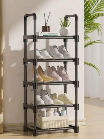 1 Peça Sapateira Simples Multinível para Organizador de Armazenamento de Entrada Doméstica, À Prova de Poeira, Multifuncional, Compacta Economizadora de Espaço - Perfeita para Quarto, Dormitório, Apartamento Pequeno. Mantém os Sapatos Organizados, de Fácil Acesso e Protegidos da Poeira. Ideal para Armários de Corredor, Áreas de Limpeza e Entradas Internas; Leve, Porém Resistente, Montagem Rápida e Uso Versátil para Uso Diário Casual e Calçados Sazonais, Maximizando o Espaço Limitado.