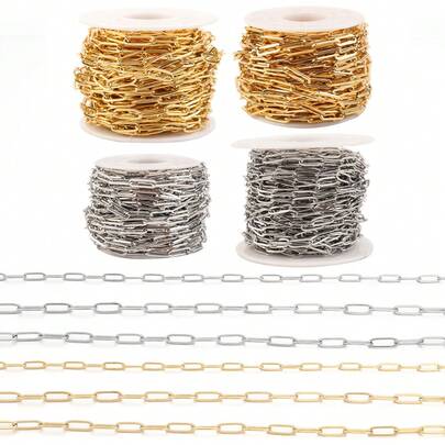 1米/包 不锈钢扁平回形针链，钛钢防锈金属链，适用于手链、项链、包包、服装配饰、手工DIY珠宝制作链条工艺材料