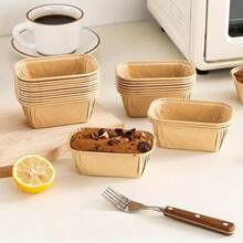 50pcs Non-Stick Baking Cups, Rectangular Mini Muffin Liners With Grooved Edges, Leak-Proof, Stackable For Baking Bread, Cupcakes, Desserts ( ), Baking Accessories - Multicolor - View 10