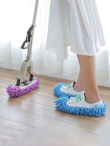 懒人拖鞋 - 可重复使用、可水洗的地板清洁鞋,配有弹性鞋口和拖把附件,无需用电,适用于客厅和卧室,是卧室清洁的必备品 | 可水洗布艺拖鞋,适用于家庭、卧室、客厅、室内 - 彩色 - 查看 9
