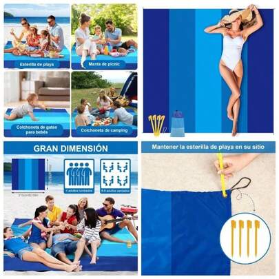 Manta para Playa 200 X 210, Manta para Picnic, Mantel Picnic, Picnics Blanket con Bolsa Porttil, Tapete Picnics para Playas, Csped, Senderismo, Camping
