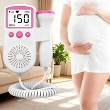 Monitor de frecuencia cardíaca fetal Doppler fetal portátil con pantalla LCD para el hogar, monitor de embarazo Doppler fetal para bebés. - Color aleatorio (rosa/azul) - Ver 1