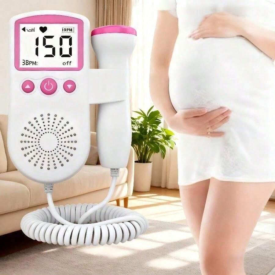 Monitor de frecuencia cardíaca fetal Doppler fetal portátil con pantalla LCD para el hogar, monitor de embarazo Doppler fetal para bebés. - Color aleatorio (rosa/azul) - Ver 1