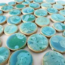 100g/3.53oz DIY Mosaic Tiles, Ice Crackle Effect Multiple Colors, Round Floral Pattern Tiles, Suitable For DIY Crafts, Creative Art Glass Mosaic, Jewelry Making And Home Decor - Multicolor - View 3