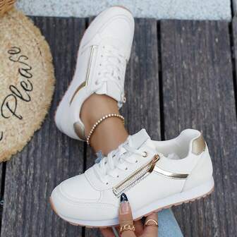 Zapatillas casuales para mujer, nuevas para primavera/verano/otoño, con suela gruesa, de moda versátil para vacaciones, estilo estudiantil, para exteriores, senderismo, antideslizantes, patineta, planas