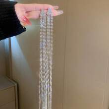 Andkiss 1 par de pendientes extra largos con borlas totalmente cubiertos de piedras rhinestone personalizados y exagerados para fiestas