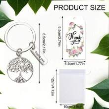 60 piezas/20 sets Juego de llaveros con árbol de la vida, con tarjetas de agradecimiento con flores, bolsas de organza blanca y llaveros de metal hueco - Mejor para bodas, temporada de graduación, primera comunión, fiesta de empresa, apreciación de maestros, regalo inspirador para colegas - Plateado - Ver 4