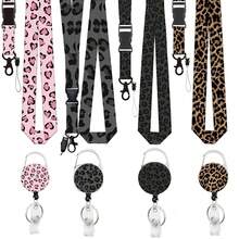1pc (Lanyard + Badge Clip) Minimalist Leopard Print Pattern Lanyard For Nurse Office ID Badge, Versatile Detachable Nurse ID Badge Holder, Retractable Badge Reel With Rotating Clip, Office Name Card Holder, Medical Assistant Badge Accessory, Suitable For Nurses, Teachers, Students, Youths, Office Workers (Leopard Print Series) - Multicolor - View 1