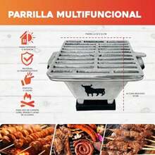 Asador Metalico para Carbon Modelo Torito Parrilla Portatil para Mesa Brasero para Carne Asada Grill para Camping BBQ Barbeque Anafre para Centro de Mesas en Jardin Patios Reuniones Con Agarraderas y Base de Madera Para Banquetes y Cazuelas Parrillero Artesanal - como en la foto - Ver 2