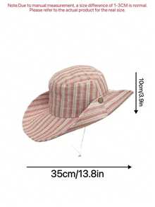 1pc Contrast Color Patch Drawstring Wide Brim Bucket Hat, Spring/Summer Sun Protection, Travel UV-Resistant